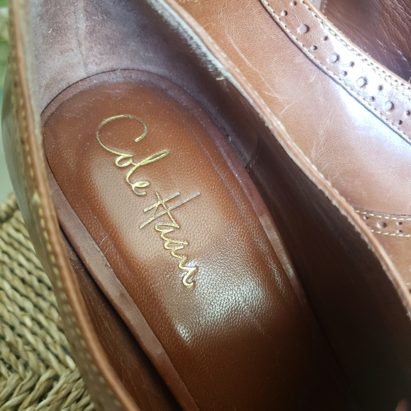 🌻Cole Haan NikeAir Women's Lace up Peep toe Brown Leather Booties Size 8 - Picture 5 of 8